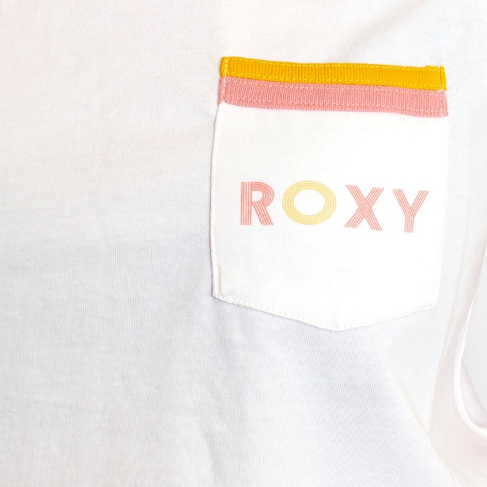 NWT Roxy White Broken Lines Ringer Tee - Picture 3 of 5